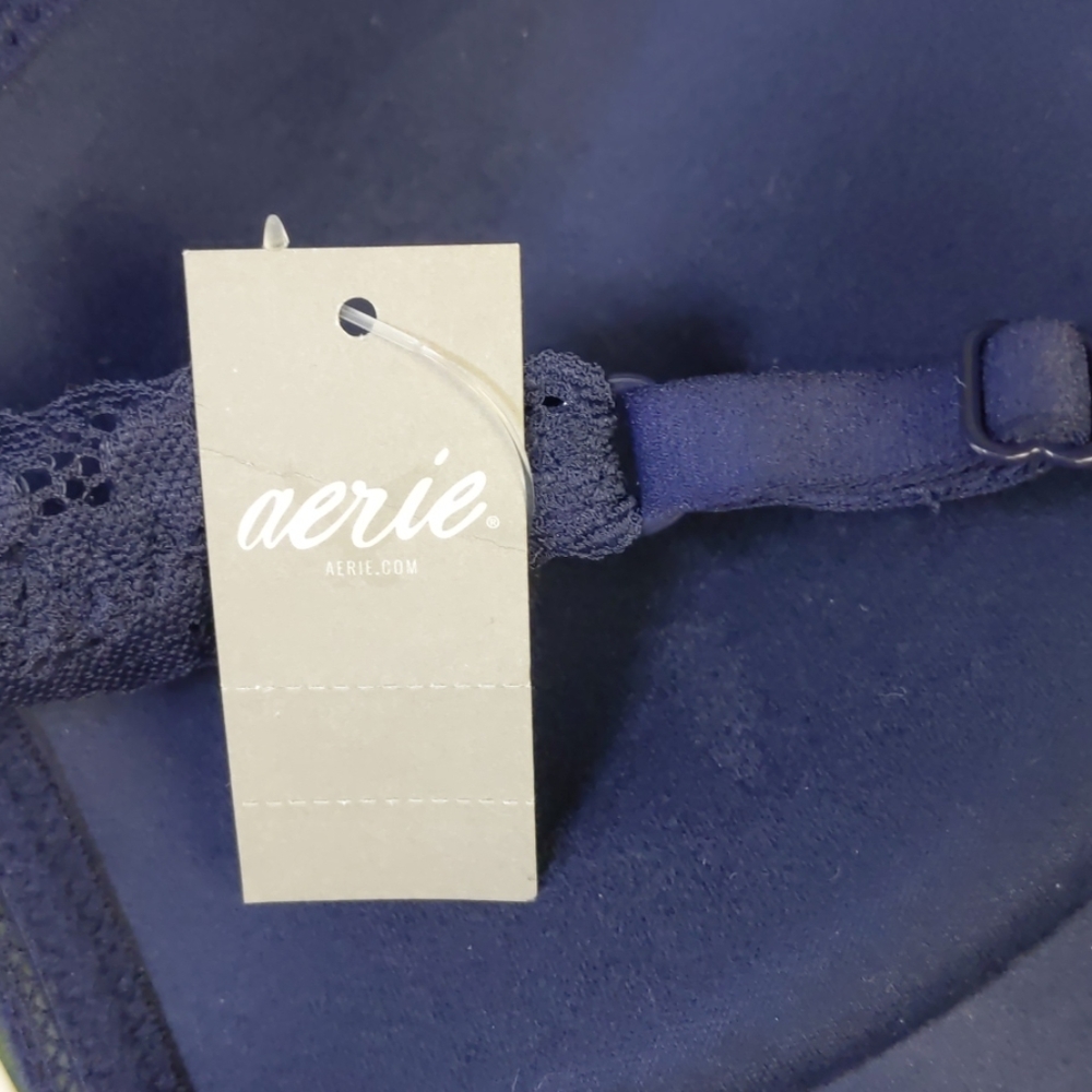 Aerie navy blue wireless bra w lace straps-sz 34C - Picture 6 of 7